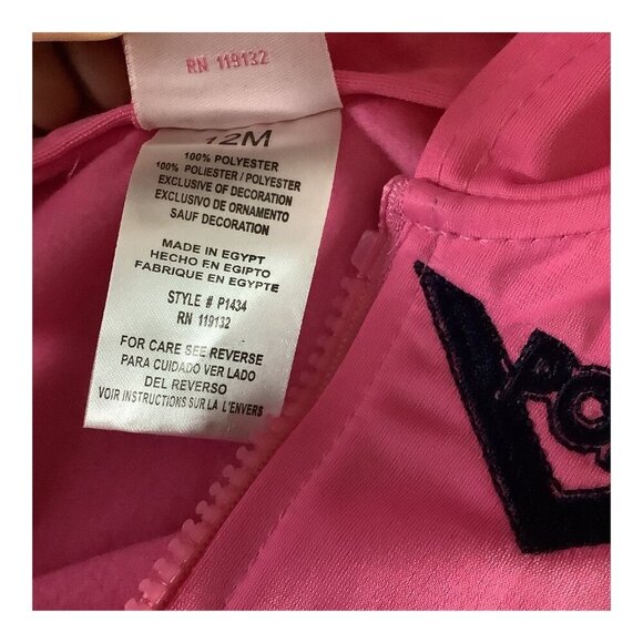 Pony Baby Girl 12M Sweatsuit Pink & Blue‎ Hoodie Pants Set Polyester Graphic - Picture 2 of 10